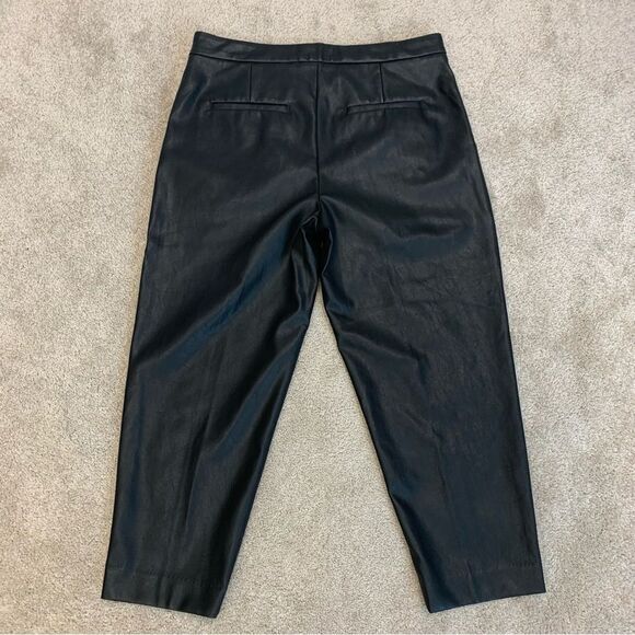Banana Republic black front pleated faux leather pants Sz 8P - Picture 4 of 14